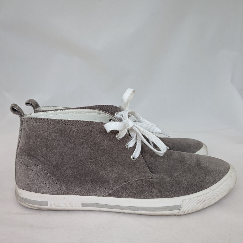 Prada Men's Gray Suede Sneakers